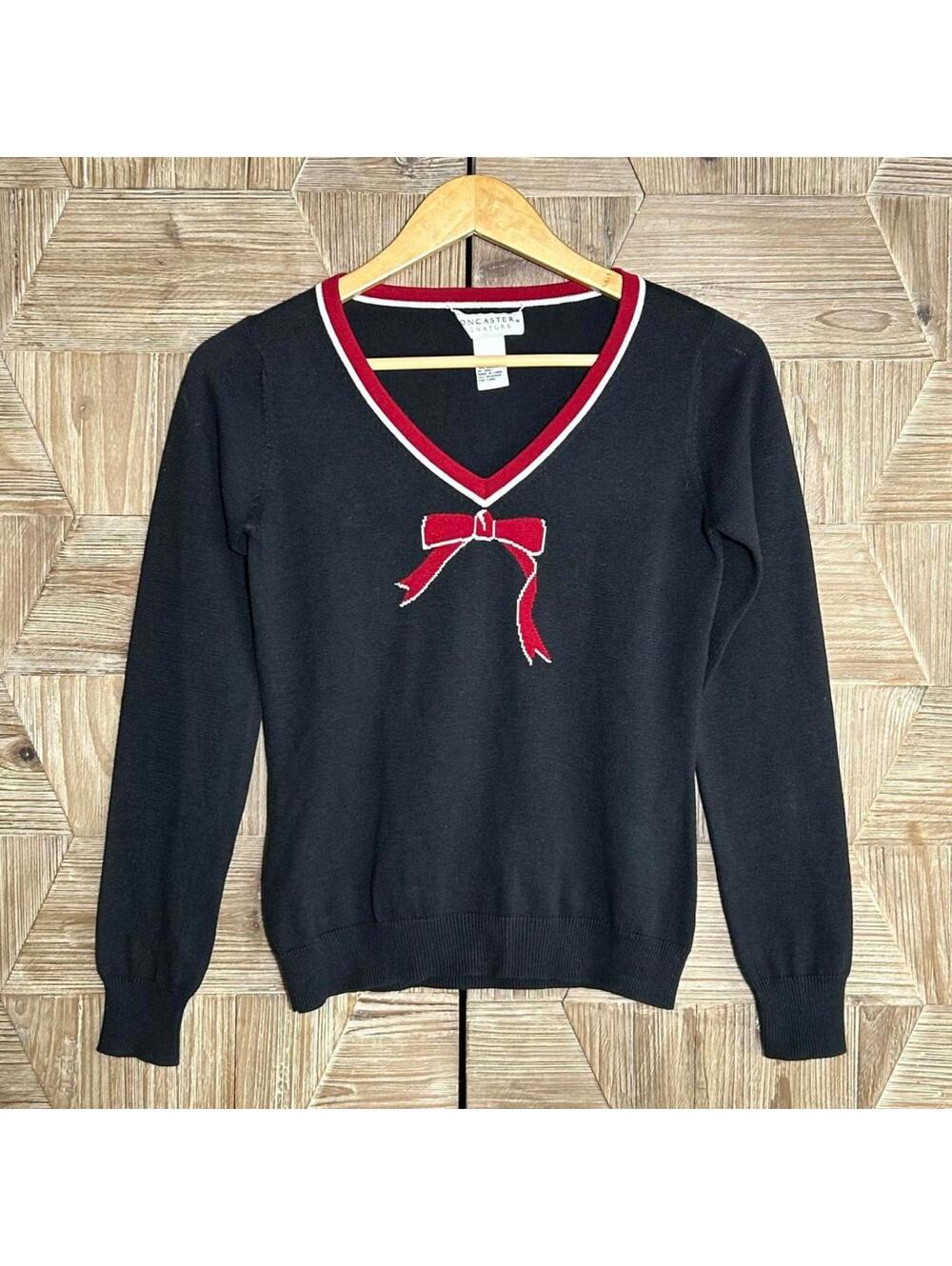 Doncaster Signature Silk Cashmere Blend V-Neck Sweater Black Size S